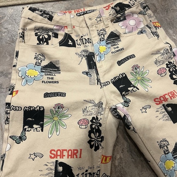 Urban Outfitters M/SF/T Misfit Mad Minds Cream Pant Size 28 Unisex Skater Pant - Picture 7 of 8